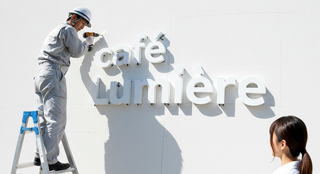 カルプ文字・看板施工風景3